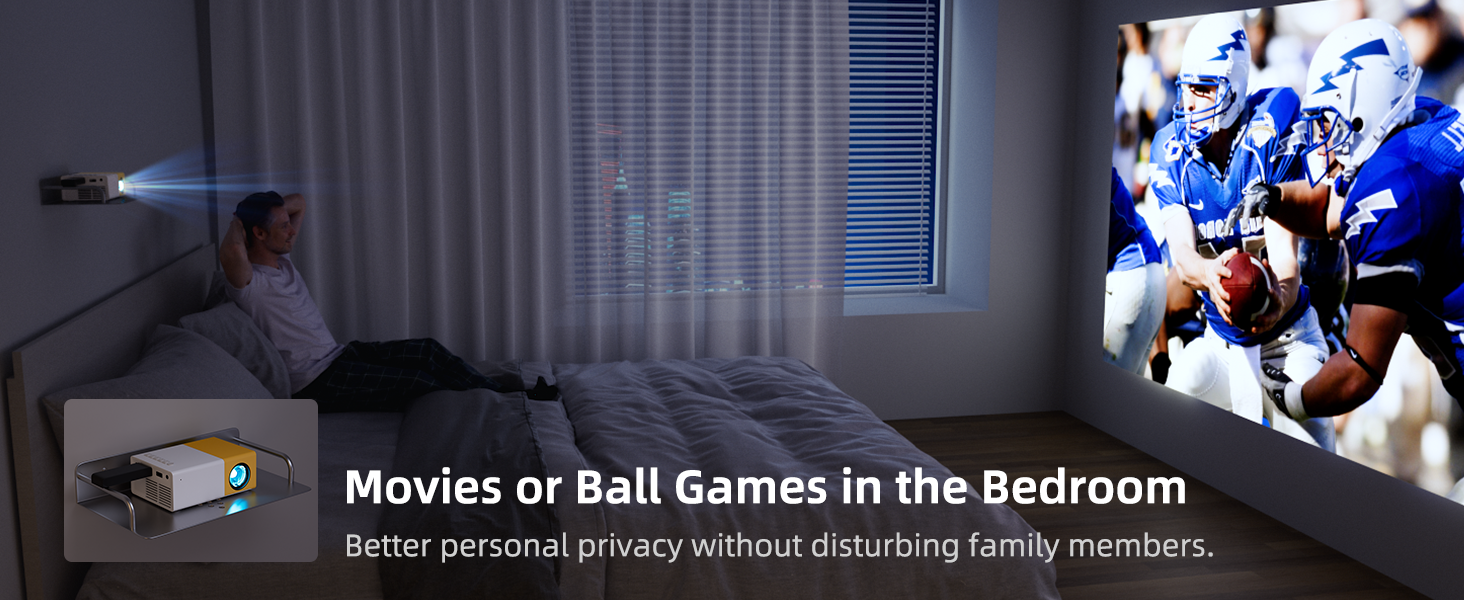 Міні-проектор YG300Pro: Портативний LED-проектор для мультфільмів, кіно та ігор. Підтримка дзеркального відображення з кабелю. Ідеальний подарунок для дітей та для домашнього кінотеатру.