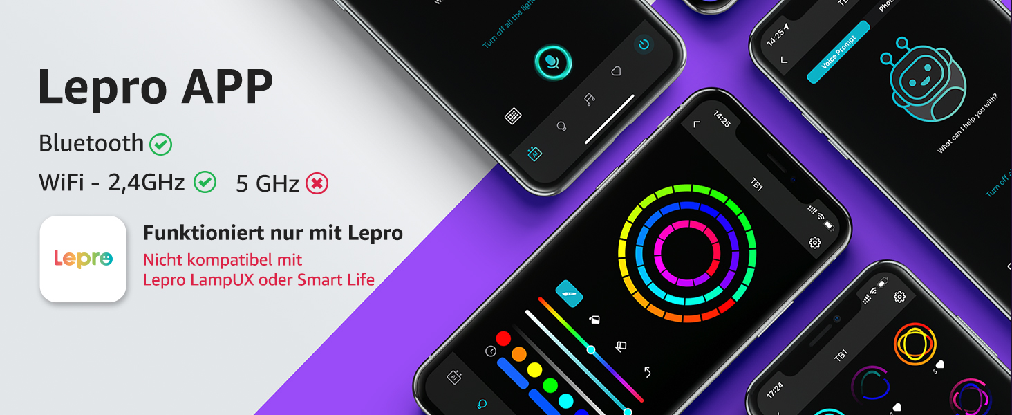 Lepro AI Розумна лампа TB2, Персоналізований світловий дизайнер на основі AI, Синхронізація з музикою/Керування через додаток, Настільна лампа з регулюванням яскравості, RGB+IC технологія, Сумісна з Alexa/Google, Без пульта керування, Ключ скрипки (Planet)