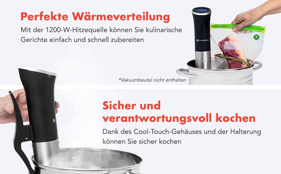 Набір для приготування су-від KitchenBrothers: су-від паличка, таймер, 1200W, чорний (без аксесуарів)