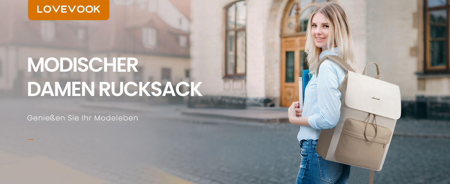 LOVEVOOK Рюкзак для жінок, 15.6 дюймів, рюкзак для школи, водонепроникний, для підлітків, легкий, з відділенням для ноутбука, для подорожей, універсітету, роботи, 15.6 дюймів, бежевий+хакі