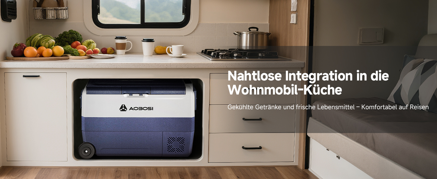 Автомобільний компресорний холодильник AAOBOSI 50л з Wi-Fi, 12/24V/220V, -20°C для авто, кемпінгу, вантажівок, з двома зонами охолодження