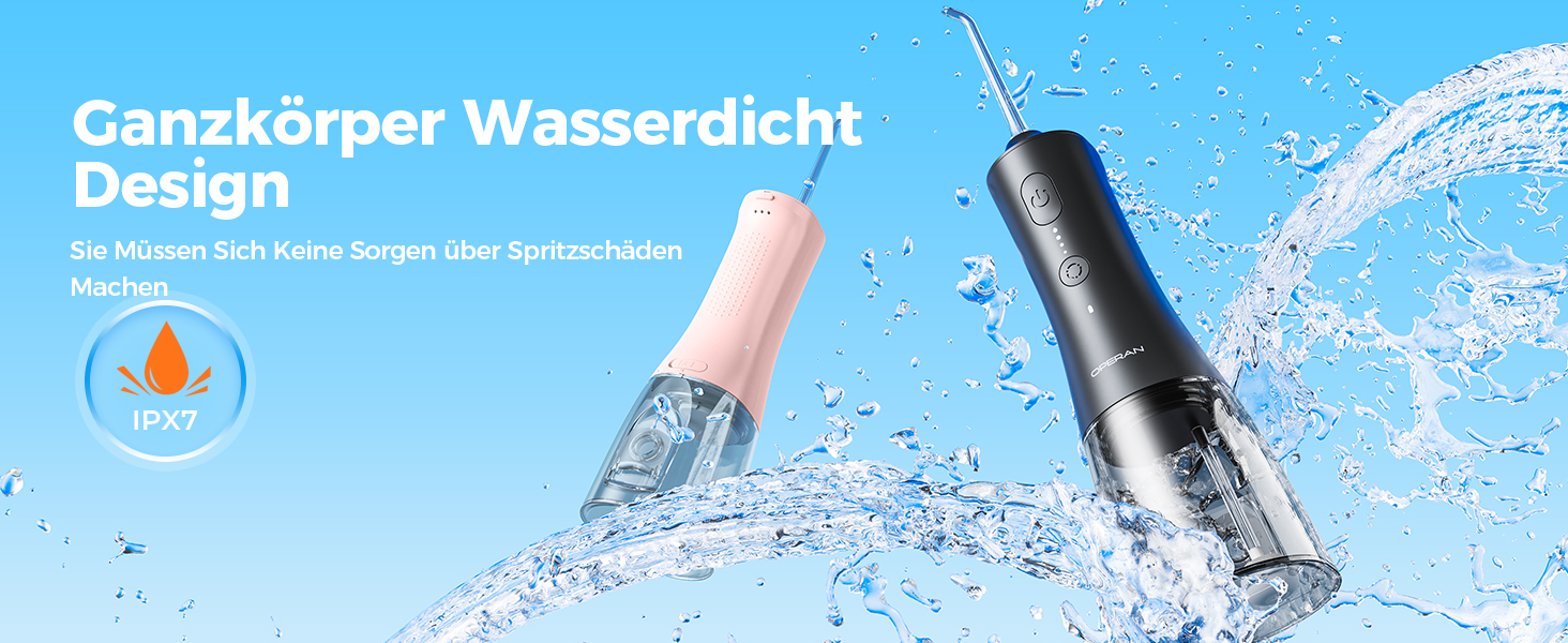 Ірригатор для порожнини рота Operan Munddusche Black - бездротовий, портативний, 300 мл, 4 насадки