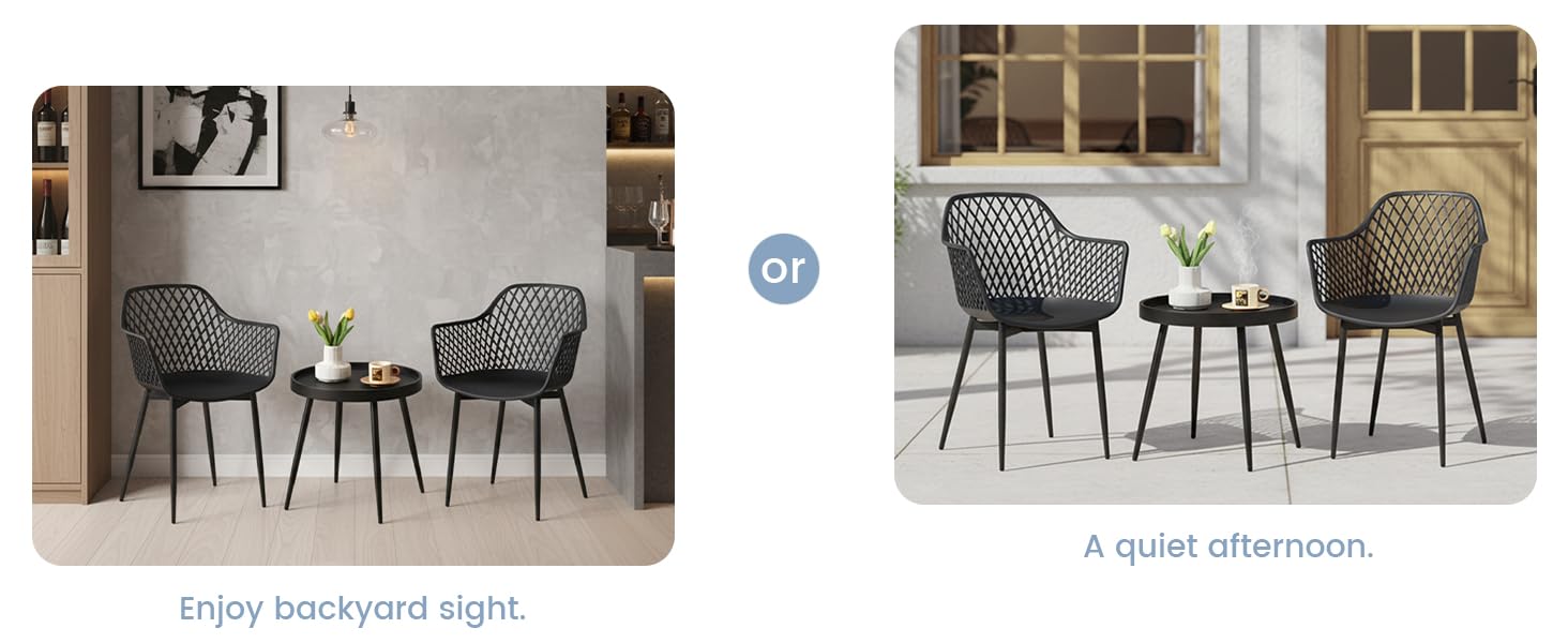 Набір меблів для балкона на 2 особи: стіл та 2 стільці з регульованими ніжками, чорного кольору