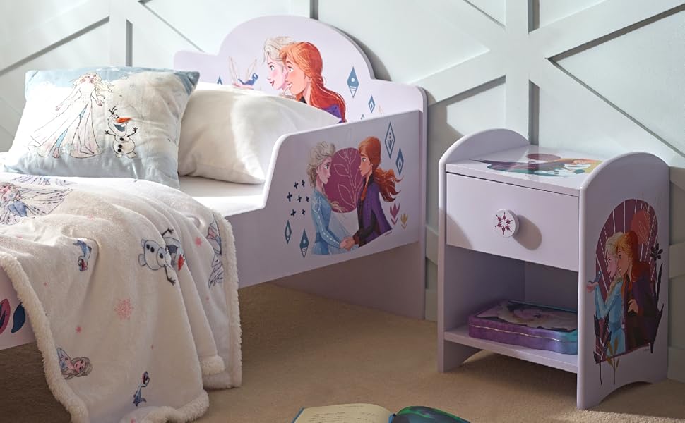 Ліжечко для малюків Disney Frozen, стабільна конструкція з ДСП, захисні бортики, ламелі, розмір 140x70 см (матрац не входить до комплекту)