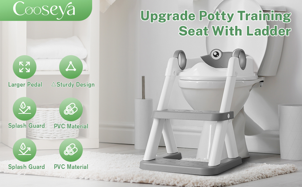 Унітаз-сходинки для дітей COOSEYA Frosch з драбинкою та сидінням для привчання до туалету, сірий (Gris Chiné 14)