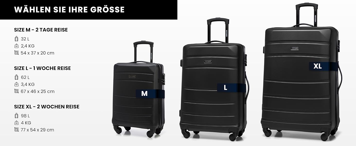 Чемодан для косметики/ручної поклажі WITTCHEN Globe Line | ABS, кодовий замок, 25 x 33 x 16,5 см, чорний | Підходить для Lufthansa, Eurowings, Ryanair, Condor, Discover Airlines