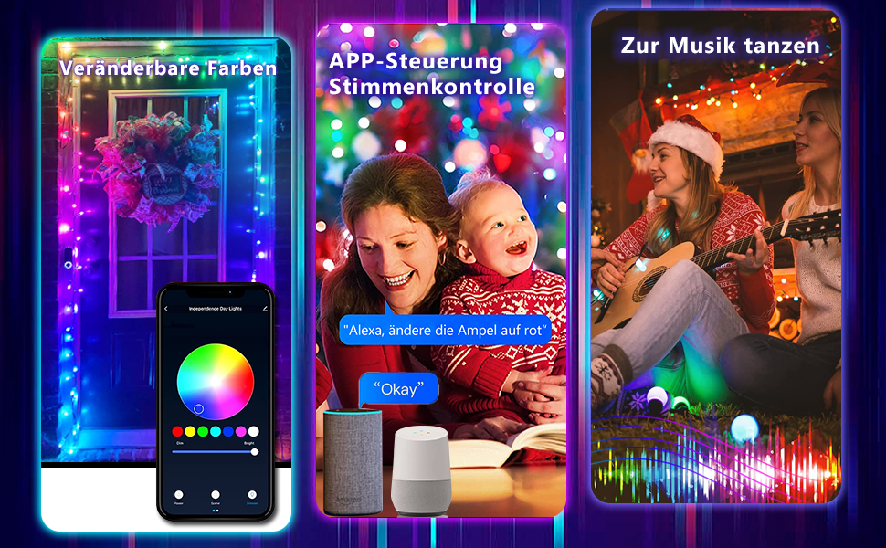 DOTWAYAW Гірлянда світлодіодна святкова 40м 400 LED, керування через додаток, 16 млн кольорів RGB, для прикраси ялинки