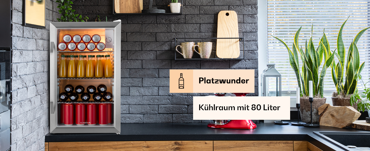 Klarstein Getränkekühlschrank: компактний міні-холодильник для напоїв (80 л, срібно-білий)