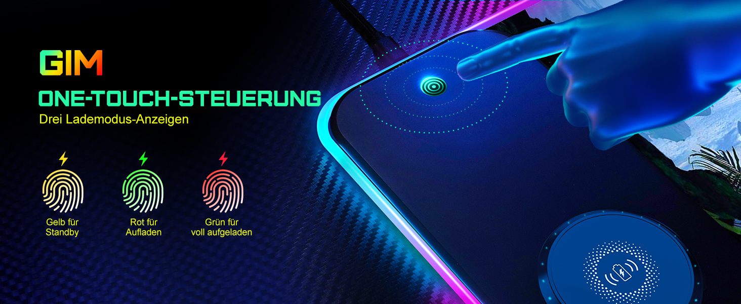 RGB ігровий килимок для миші з бездротовою зарядкою Qi 15W, LED-підсвічуванням, 10 режимів, водонепроникний, протиковзкий для геймінгу, офісу та дому (зоряне небо)