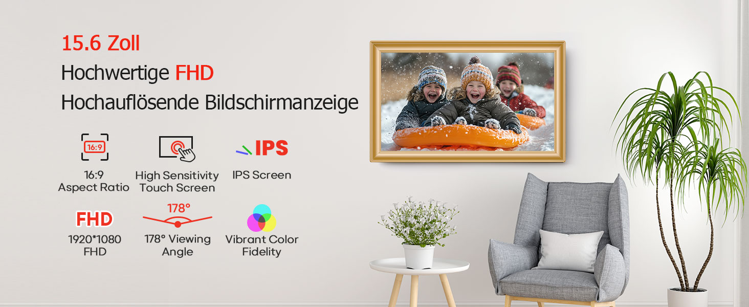 Цифровий фоторамка Frameo 10.1 дюйми, IPS, HD 1280x800, 32GB, Wi-Fi, автоповорот, Frameo App