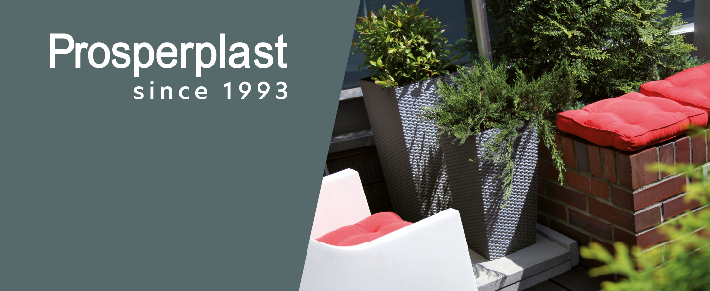 Пластиковий горщик Prosperplast з ротангу, 26.5 x 26.5 x 50 см, антрацит, для дому та саду