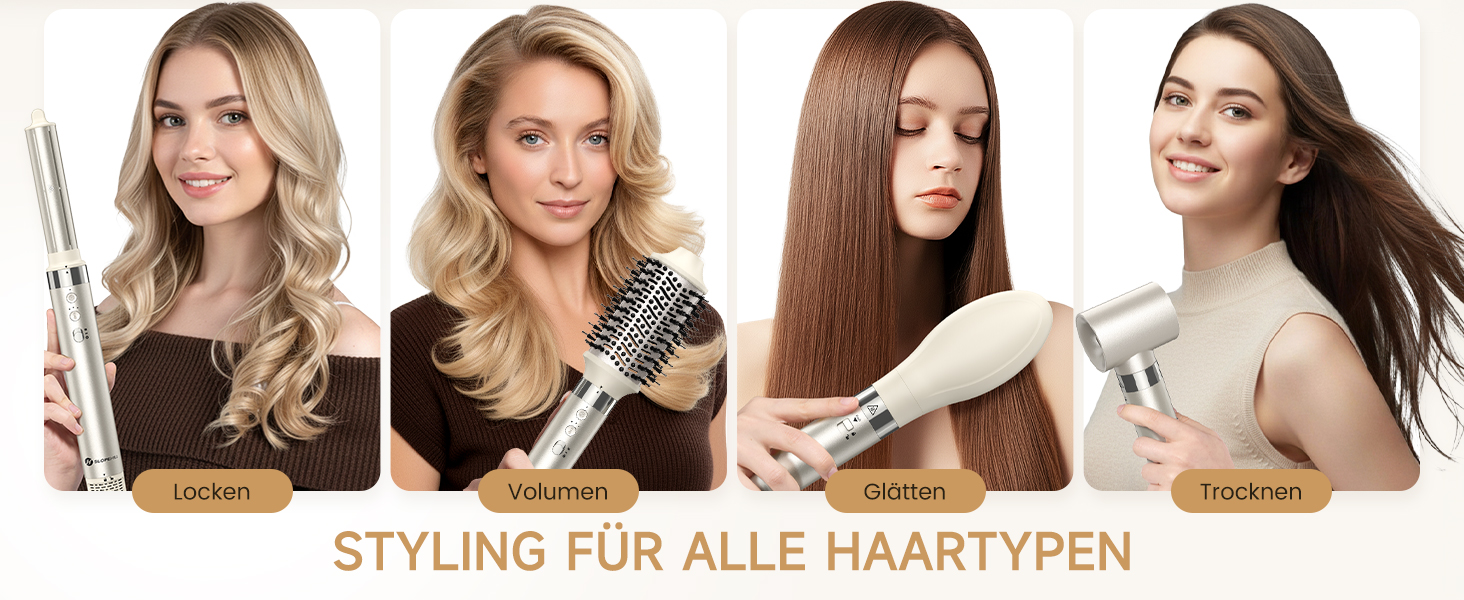 Slopehill Airstyler 5-в-1: Фен-щітка, плойка, випрямляч для волосся (Золотий)
