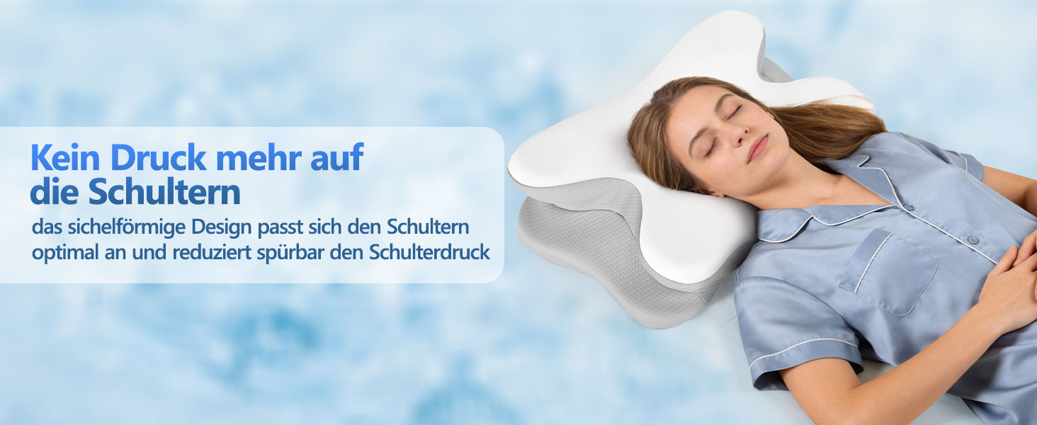 Ортопедична подушка для сну з Memory Foam - для бокових, спинних та животоположних позицій. З покриттям з льонової тканини (білий, сірий)