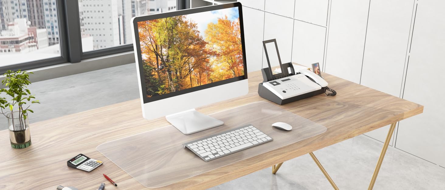 Захисна килимок NATRKE для офісного крісла, 122x92 см, для паркету та ламінату, PVC, прозора підкладка під стілець