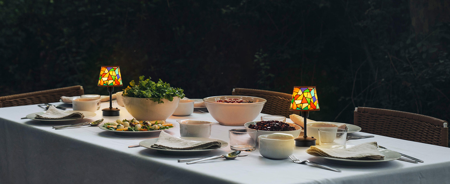 2 шт. Бездротові настільні лампи для обіднього столу з акумулятором 5200mAh, сенсорне регулювання яскравості, портативні лампи для ресторану, вітальні, спальні, бару, їдальні, нічники (багатобарвні, 2 шт.)