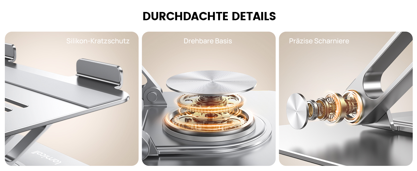 Підставка для ноутбука Lamicall, регульована - 360° обертання, складна, алюмінієва - для столу/офісу, універсальна ергономічна підставка для Macbook Pro Air, 10-17,3' - срібна