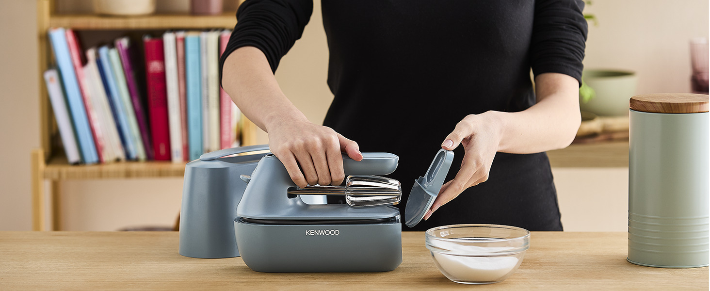 Міксер ручний Kenwood QuickMix Go HMP40.000RD, сіро-блакитний, 350W, з нержавіючою сталею, з кейсом