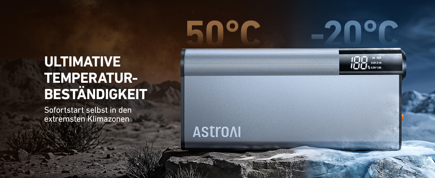 Бустерний пускач AstroAI Powerbank 8000A для автомобіля та мотоцикла, помаранчевий