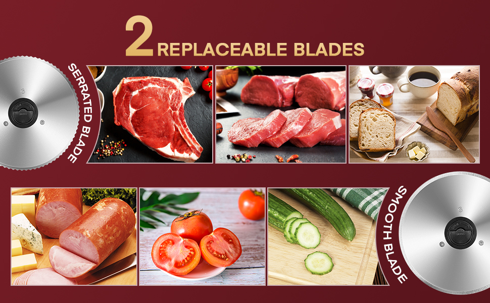 Електричний слайсер FOHERE: Brotschneidemaschine з регулюванням товщини нарізки (0-15 мм), 200W, для м'яса, ковбас, шинки, з нержавіючої сталі, з захистом