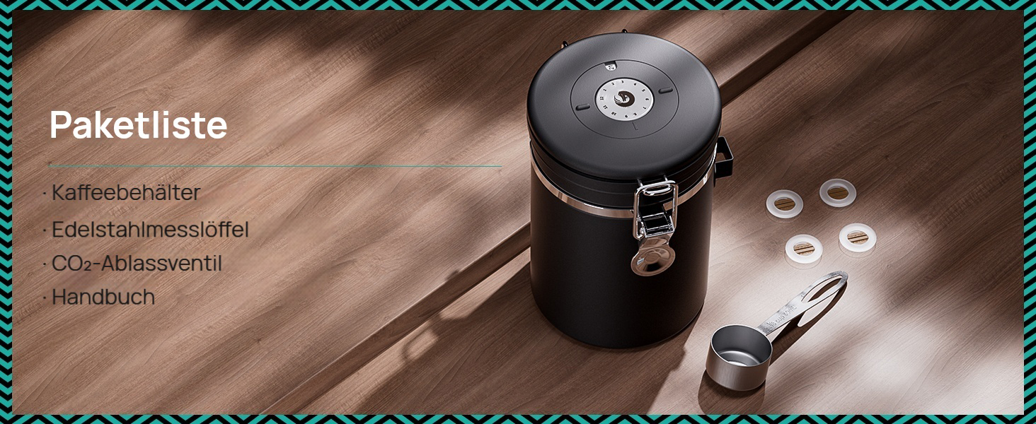 Набір кавових контейнерів Coffee Gator з нержавіючої сталі (2 шт.) – зберігає каву свіжою довше. З датою розкриття, CO2-вентилем та мірною ложкою.