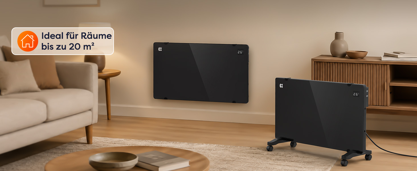 Розумний керамічний обігрівач стін CIARRA Smart WLAN 1000W (CBHX20-B), електричний настінний конвектор з керуванням через Wi-Fi