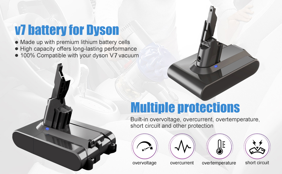 Змінна батарея 6000 мАг для пилососа Dyson V7 SV11 Animal/Motorhead/Trigger/Fluffy/Mattres.