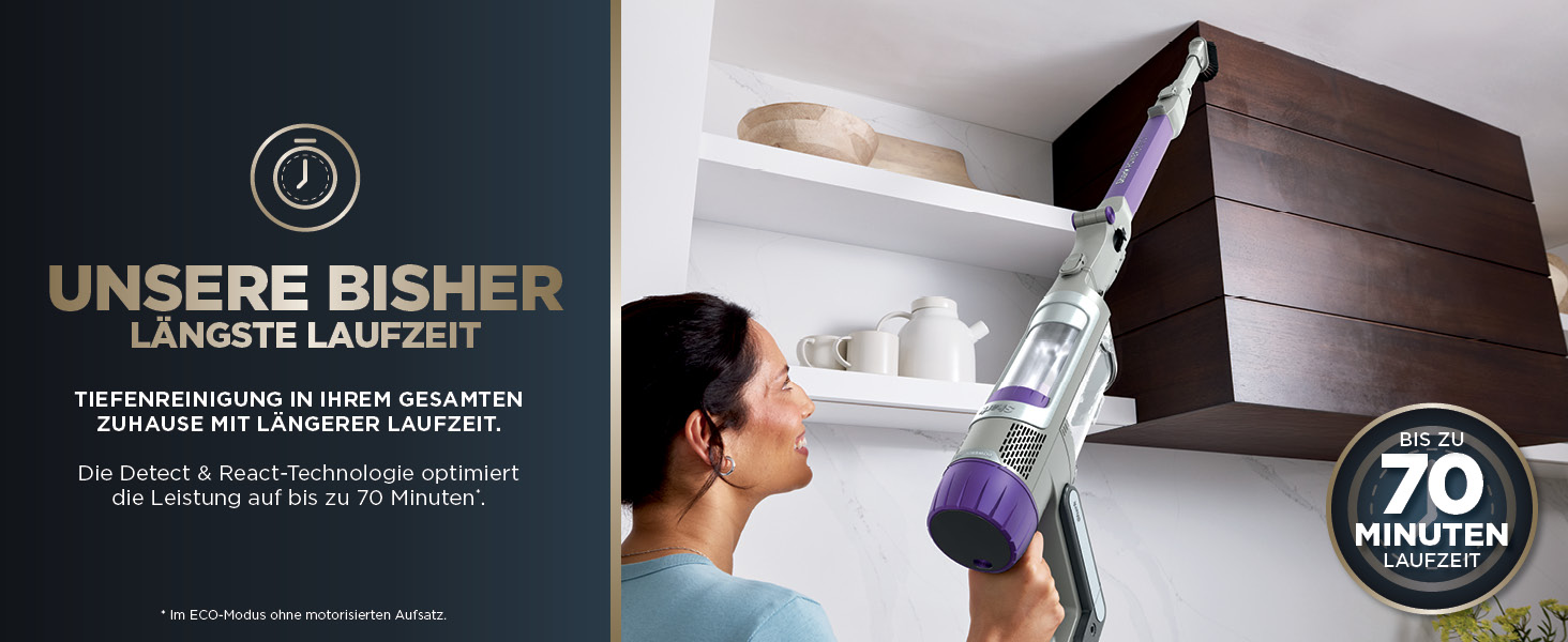 Пылесос Shark PowerDetect аккумуляторный, до 70 мин работы, беспроводной, без мешка, для шерсти животных, аллергиков, ковров и твердых полов, с шарнирным гибким трубопроводом, белый/серый, IP1251EUT