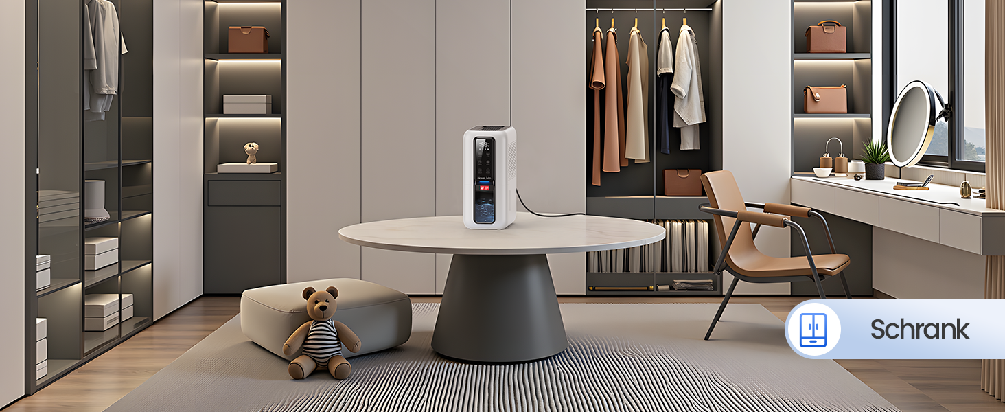 Електричний осушувач повітря з 2L баком та контролем вологості - тихий, для ванної кімнати, шафи. Білий та чорний кольори