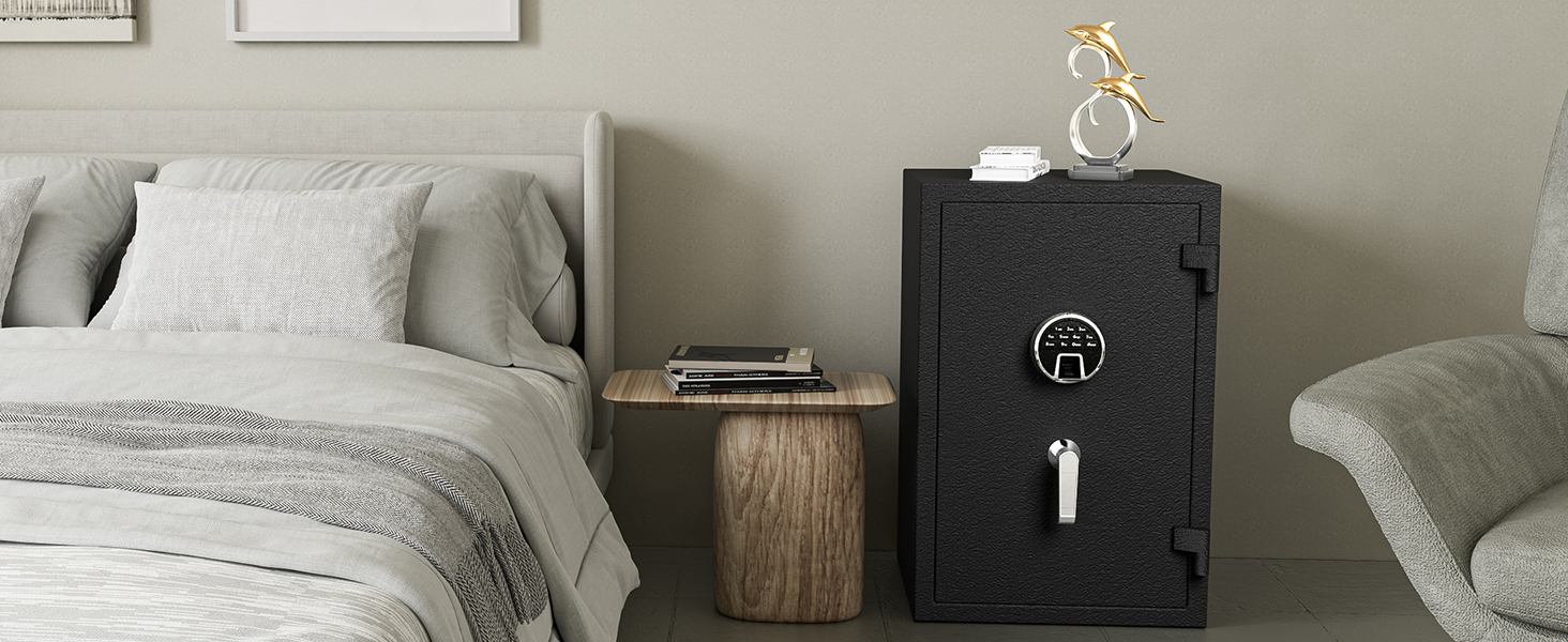 WASJOYE Вогнетривний сейф з біометричним замком, сейф для дому, офісу, готелю з цифровою клавіатурою та зарядкою Type-C (28L)