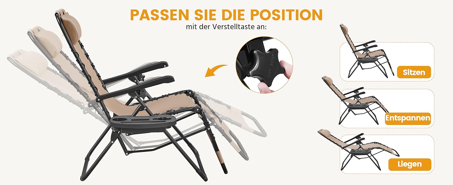 Розкішні лежаки для відпочинку Yaheetech (2 шт.) - складані, з подушкою та тримачем для напоїв, бежеві