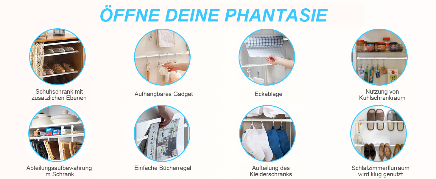 Штанга для карниза без свердління 76-165 см. Телескопічна штанга для душу, штанга для штор, вішалка для одягу, натяжна штанга, регульована для ванної кімнати, вікна, кухні, шафи (59-118 см, білий)