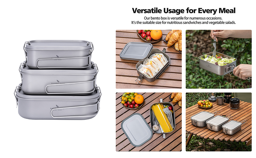 Ланчбокс iBasingo 800 мл з кришкою та ручкою – герметичний бенто-контейнер для кемпінгу, відпочинку та офісу. Харчовий посуд для їжі на винос – придатний для миття в посудомийній машині. Модель Ti2081C