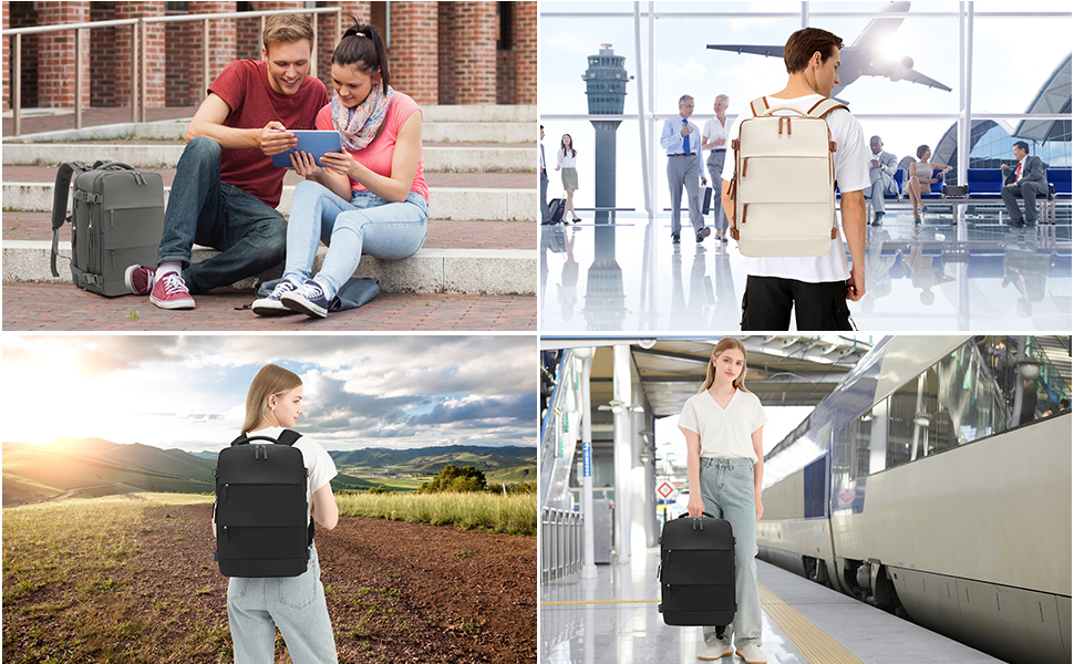 Рюкзак KONO для ручної поклажі 42x30x20, 25L, для ноутбука, Outdoor, для подорожей, спортивний, Weekender, з відділенням для взуття, 42.0 x 30.0 x 20.0 см, Бежевий та Коричневий