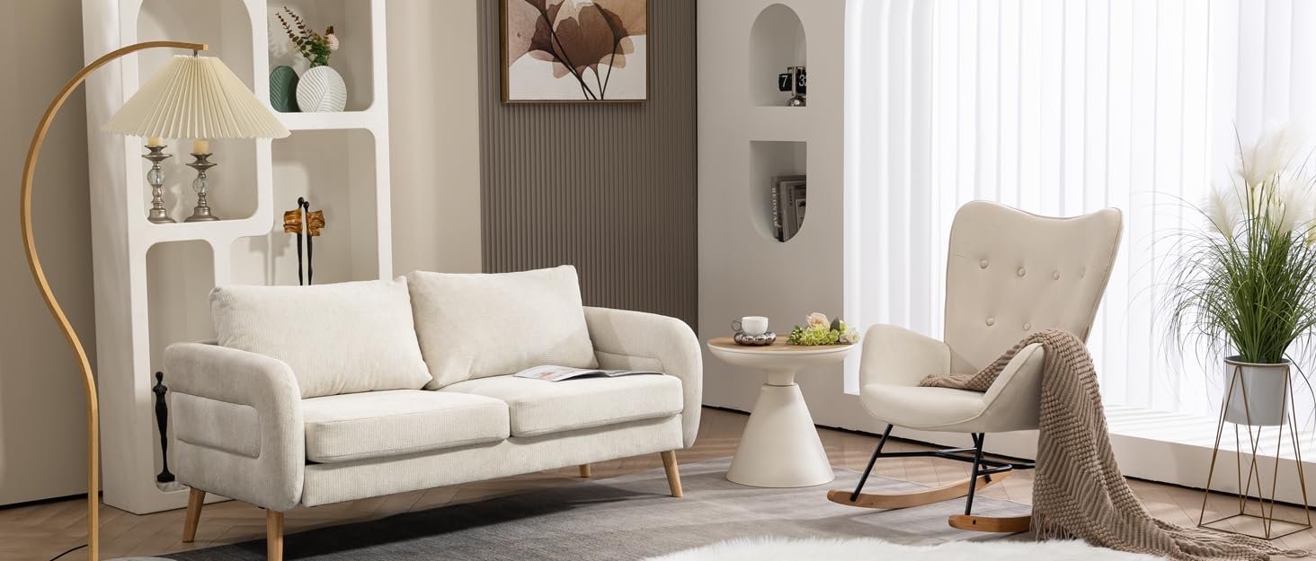 Крісло-гойдалка для вітальні Cosy, бежеве, 68x87x98 см