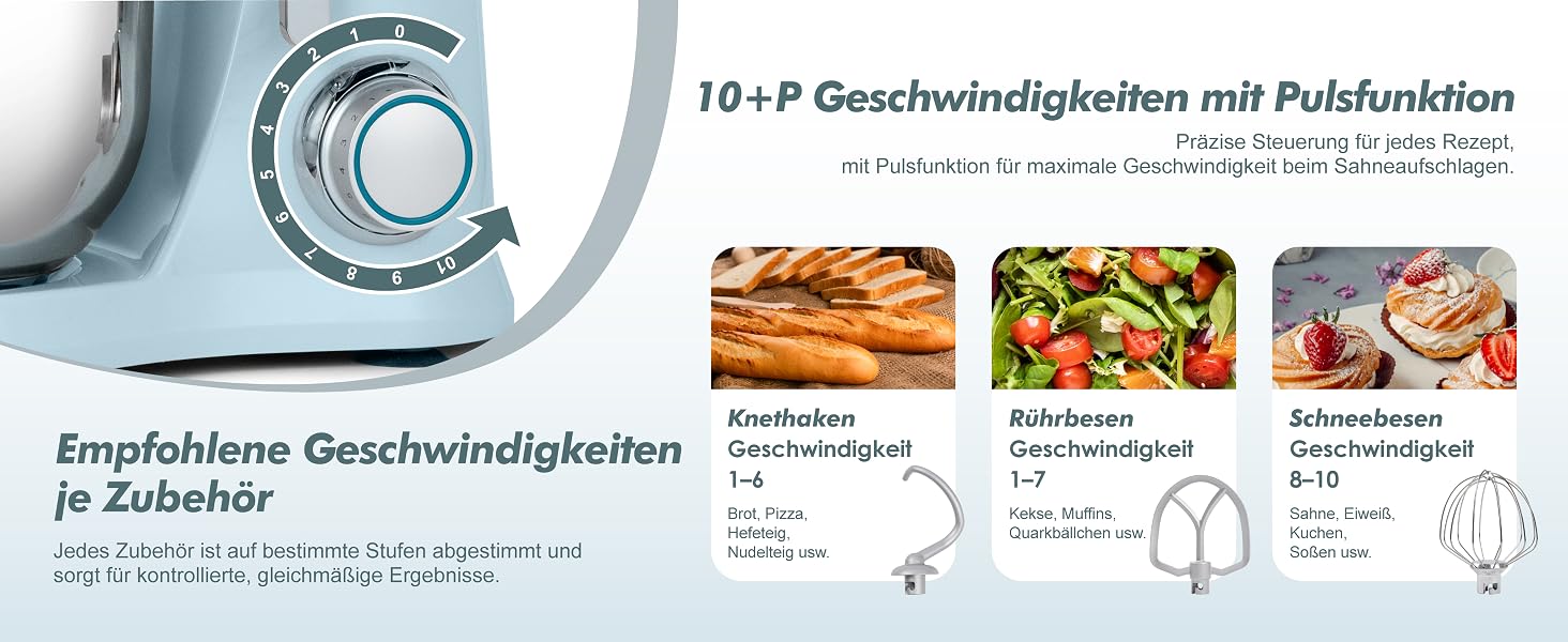 Кухонний комбайн Kitchen in the box — планетарний міксер та тістоміс 3.5 л, 10 швидкостей, з насадками (гак, вінчик, міксер), синій