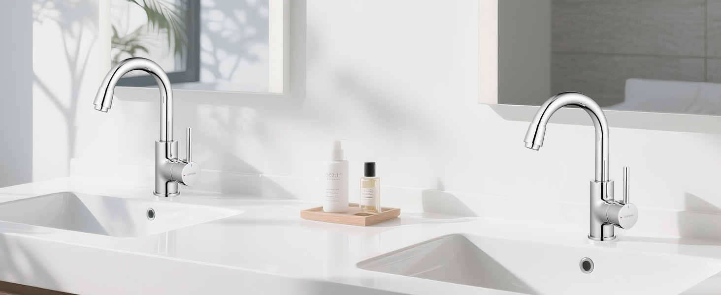 Змішувач для ванної кімнати GRIFEMA, одноlever, нержавіюча сталь, 180 мм, 3/8″, для гостей, G1002A (срібний)