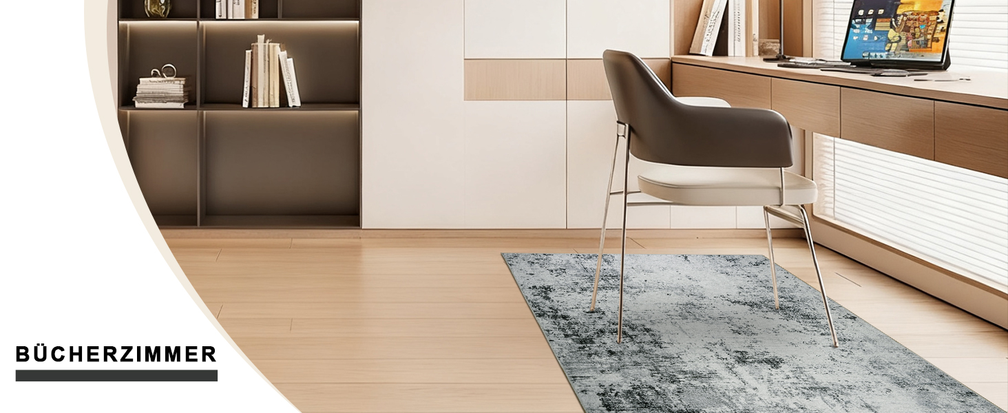 Килимок під стілець для твердої підлоги: захист від подряпин, антиковзання, 120x150 см, чорно-сірий