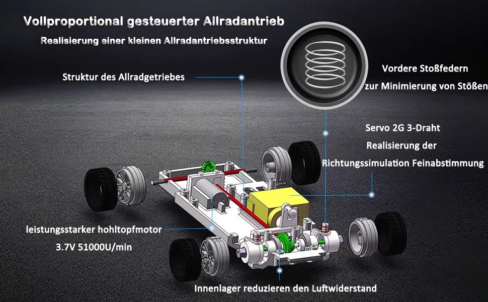 RC Автомобіль 1/43 Масштаб Готовий до Гонок Дрифт 4WD з Пультом, Світлодіодне Підсвічування, Синій