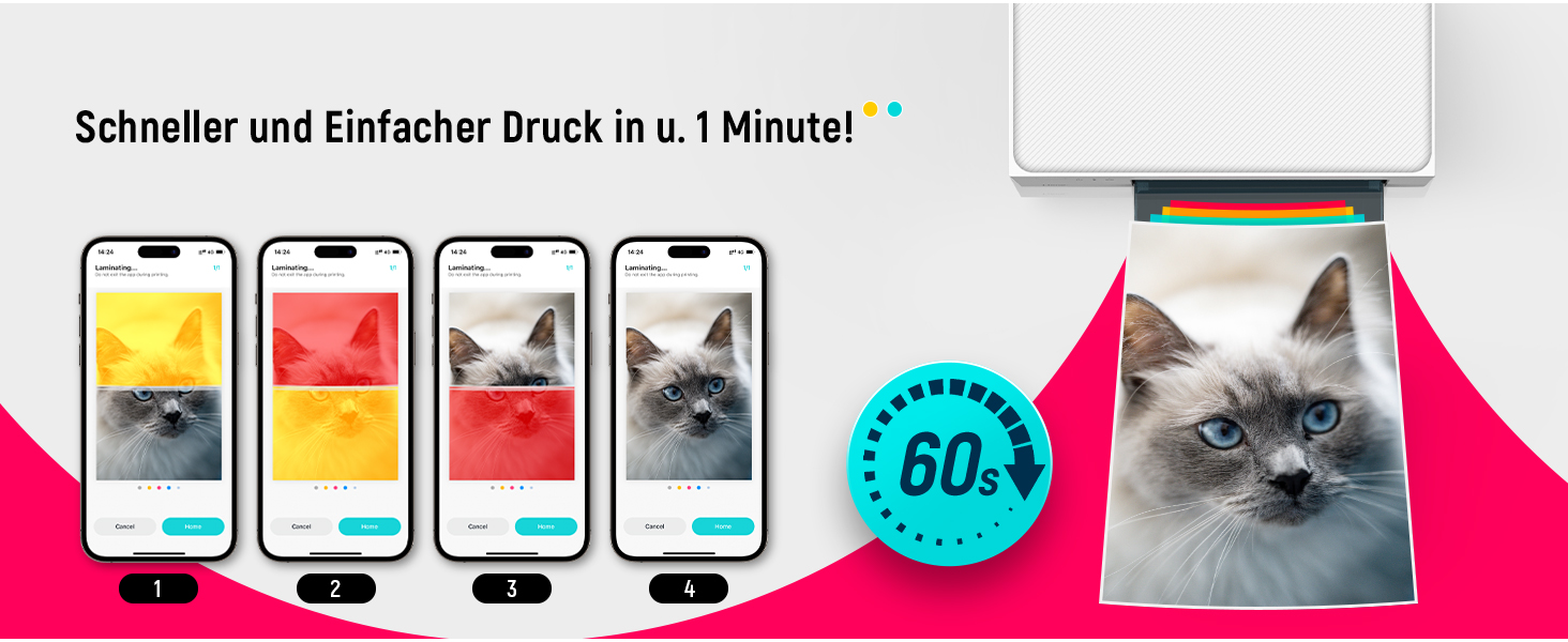 Портативний фотодрук для смартфонів Liene (10x15 см) + 2 пачки фотопаперу (20+80 листів), WiFi, сумісний з iPhone/Android/PC, 300 DPI, кольорова сублімація, білий