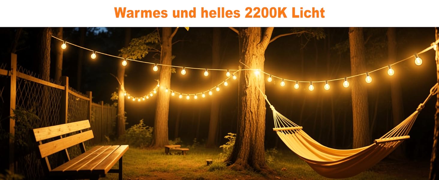 BRIMAX LED гірлянда для вулиці 30м, IP44, 46+4 лампочки G40, 2200K, розширювана, для кемпінгу, свят, вечірок