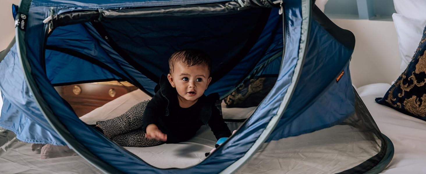 Дитяче ліжечко Deryan від народження до 4,5 років - Pop Up Baby Tent з москітною сіткою та сумкою, 136x84x62см (Navy)