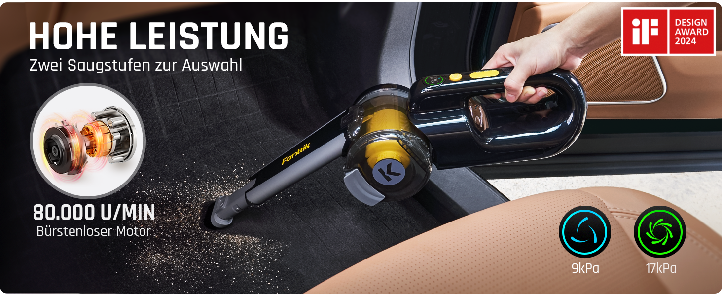 Акумуляторний ручний пилосос Fanttik Fold V10 APEX Pivot для авто та дому, потужність 17 000 Па, LED-дисплей, з гнучким шлангом та щіткою для шерсті тварин