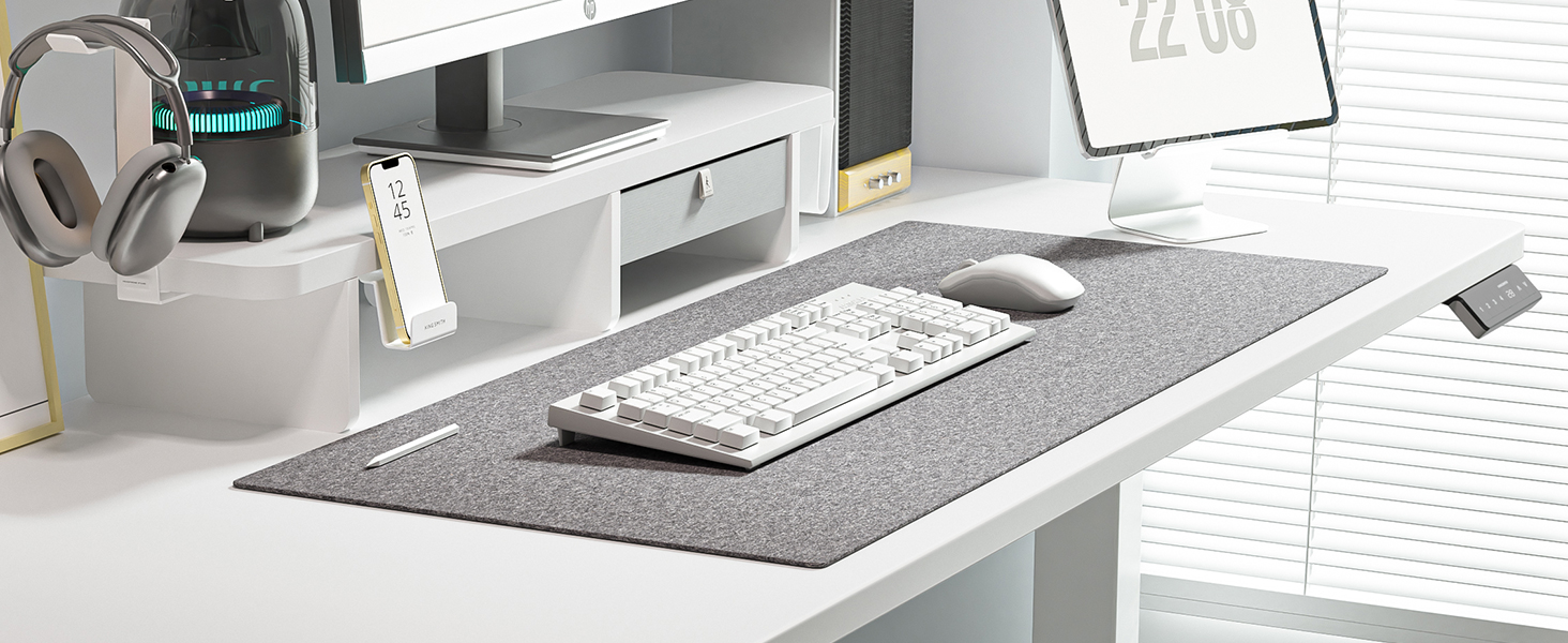 Регульований стіл WALKINGDESK для дому та офісу: електричний, з висувними ящиками, підставкою для монітора та тримачем для телефону (140 x 60 см, білий)