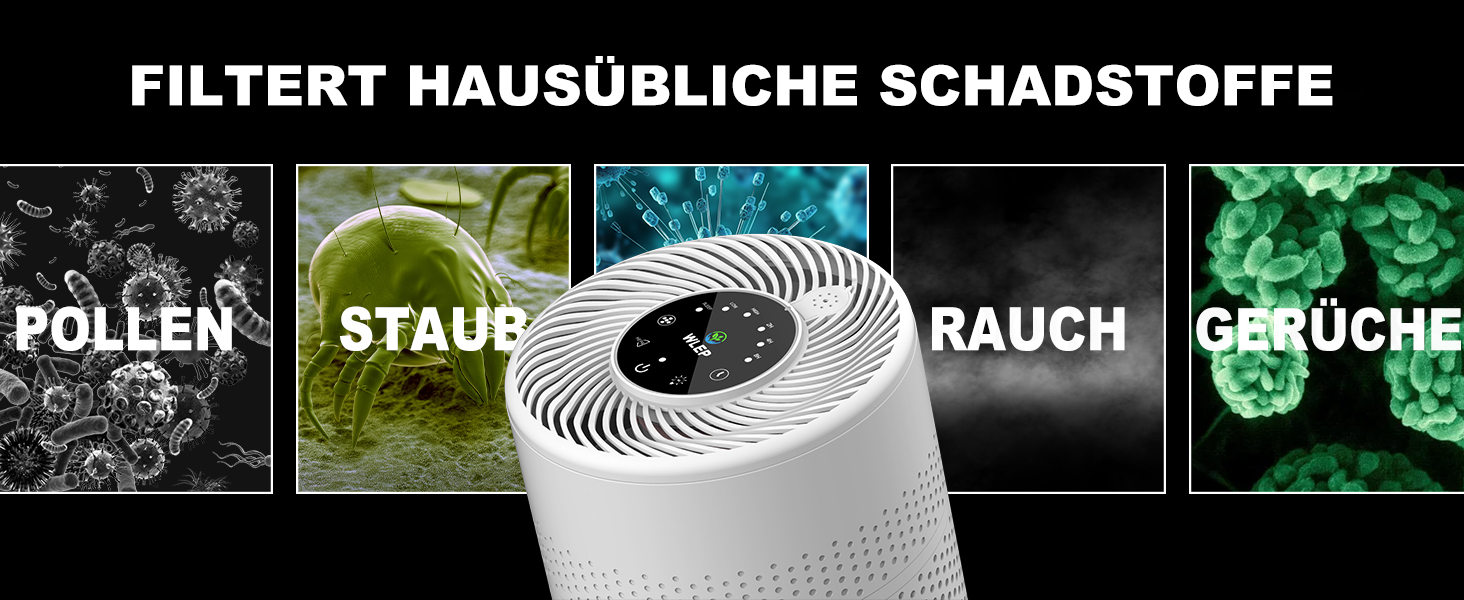 Повітряочисник для спальні KJ1-6 з HEPA H13 фільтром, активованою системою вугільного фільтра, функцією ароматерапії, 360° циркуляцією повітря, нічним світлом та тихим режимом