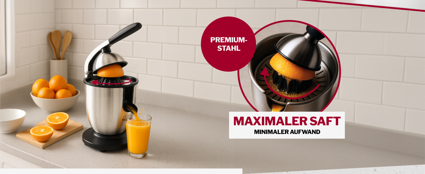 Електрична соковижималка Turmix Multi-Juicer CX 650 для цитрусових з нержавіючої сталі, 2 конуси для апельсинів та лимонів, тиха, посудомийна