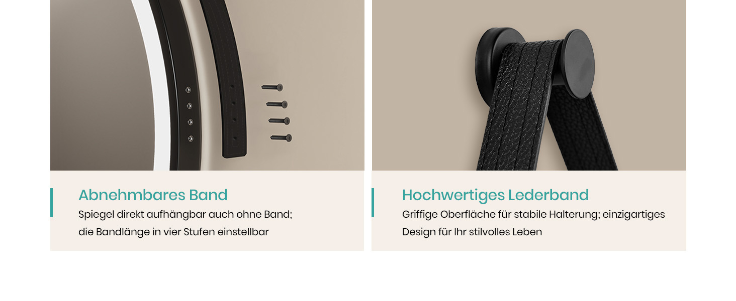 Дзеркало для ванної кімнати EMKE з підсвічуванням, діаметр 50 см, чорний каркас, регульована яскравість, 3 кольори світла, антизапар, сенсорне керування, функція пам'яті