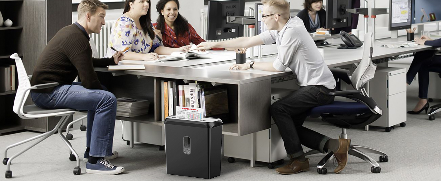 Шредер SINCHEREU 6 листів, перехресний різання, рівень безпеки P4, з кошиком 11л, для документів, кредитних карт, CD, з захистом від перегріву, для дому та офісу