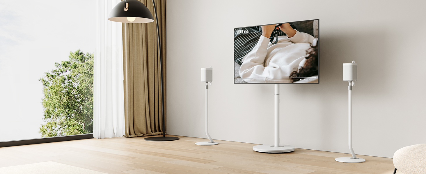 Підставка для колонки FITUEYES Design, регульована висота, металева, білий колір (2 шт.)
