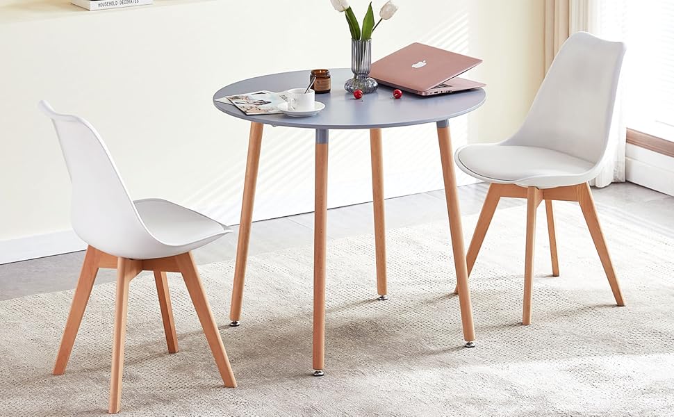 Комплект обіднього столу з 4-ма сірими стільцями | Обідня група 5-ти частинна | Для вітальні, кухні, їдальні | Сірий стіл та сірі стільці