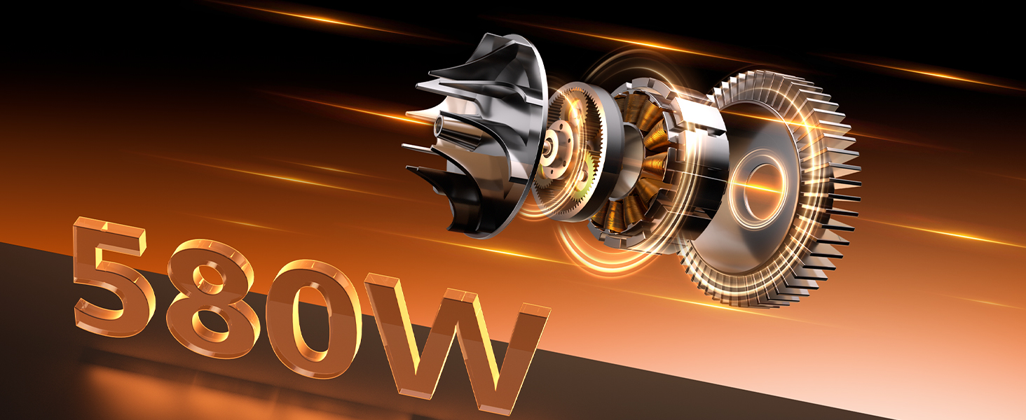 Бездротовий акумуляторний пилосос 50000Pa, 580W, 70 хвилин, 1.8L з дисплеєм, самостійна підставка, док-станція на стіні, антизаплутувальна щітка, 8-рівнева фільтрація, для шерсті тварин/килимів/твердих поверхонь/автомобіля